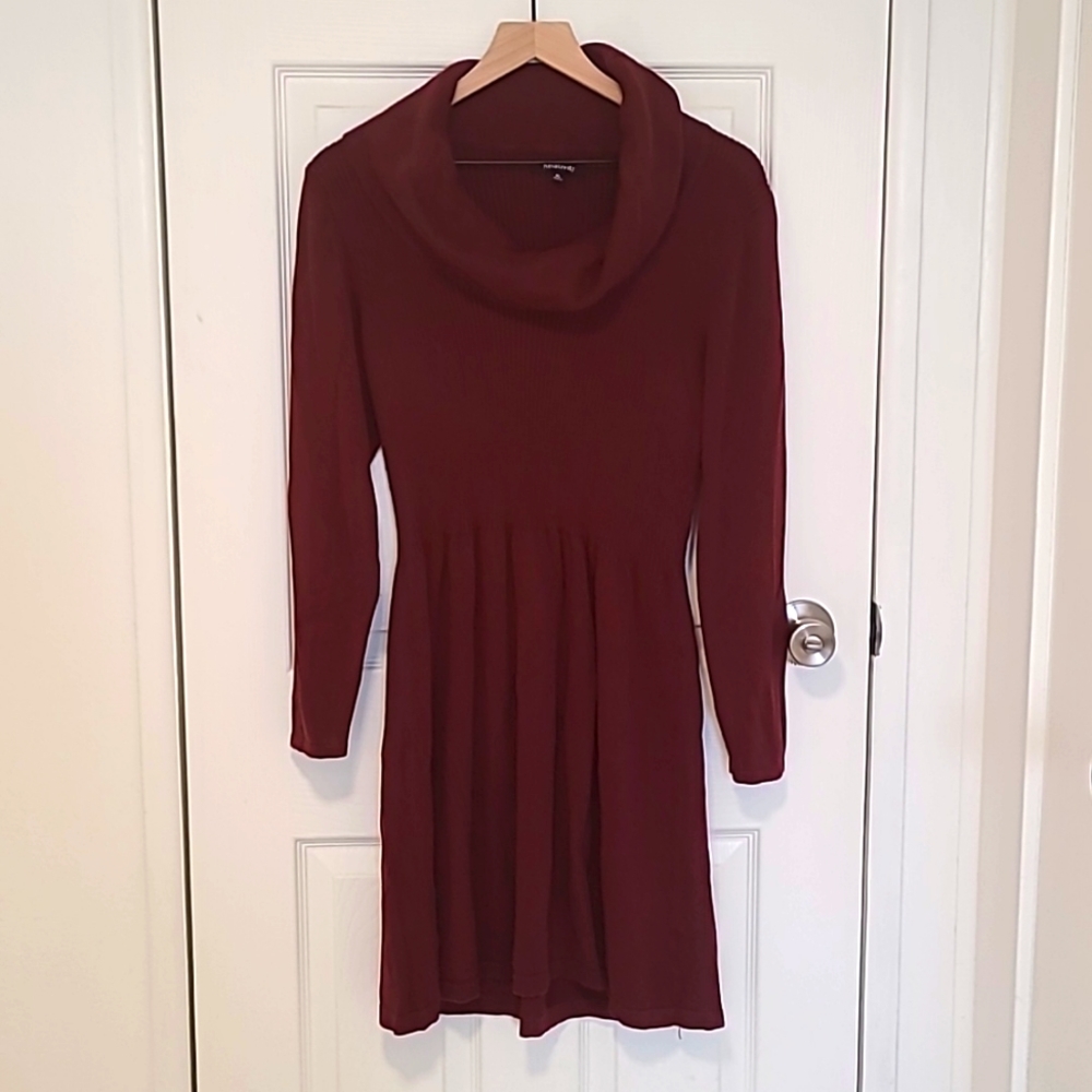 Relativity, XL, Maroon, Sweater Dress